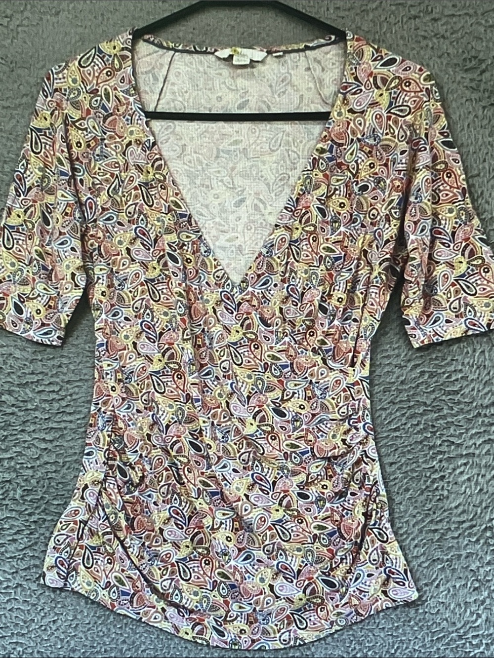 Boden Multicolor Paisley Wrap-Style V-Neck Top